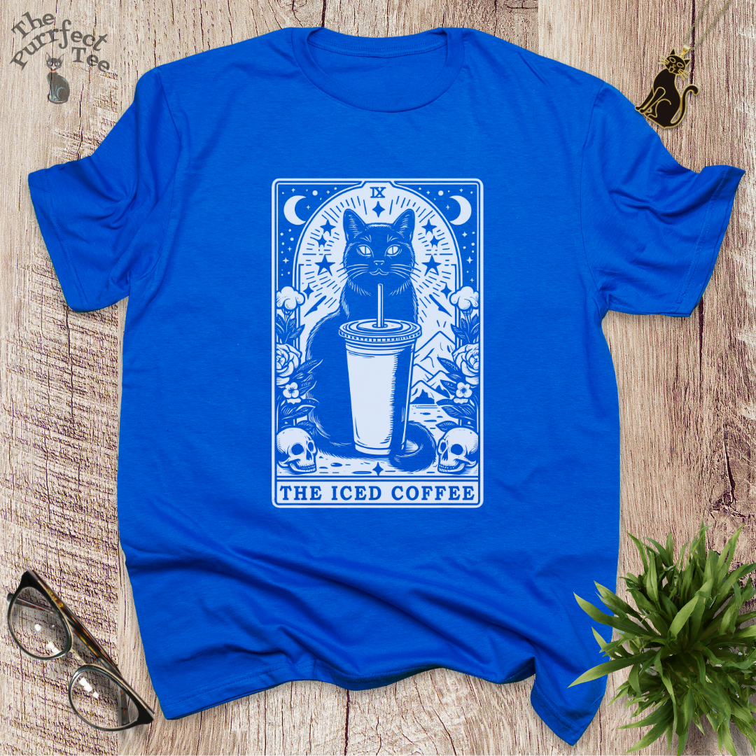 Tarot card iced coffee cat t-shirt
