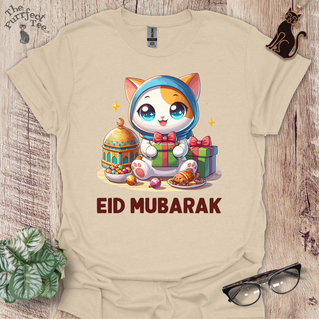 Eid Mubarak girl cat t-shirt
