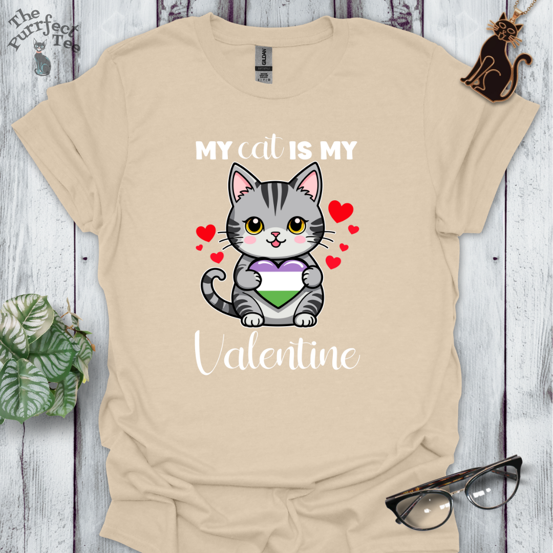 My cat is my valentine - genderqueer heart