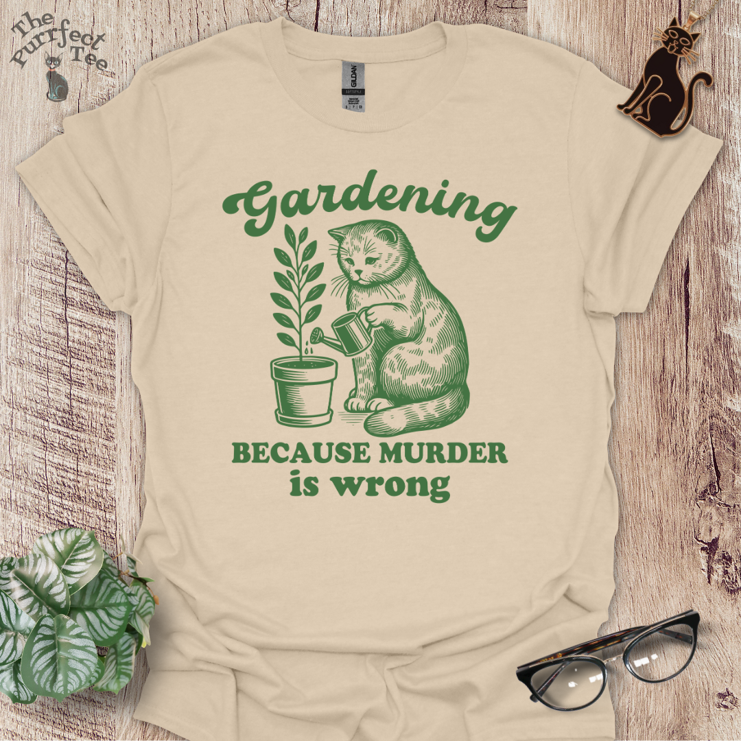 Gardening because cat t-shirt