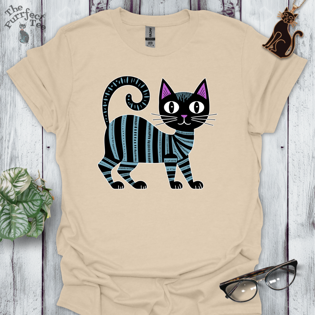 Folk cat striped blue