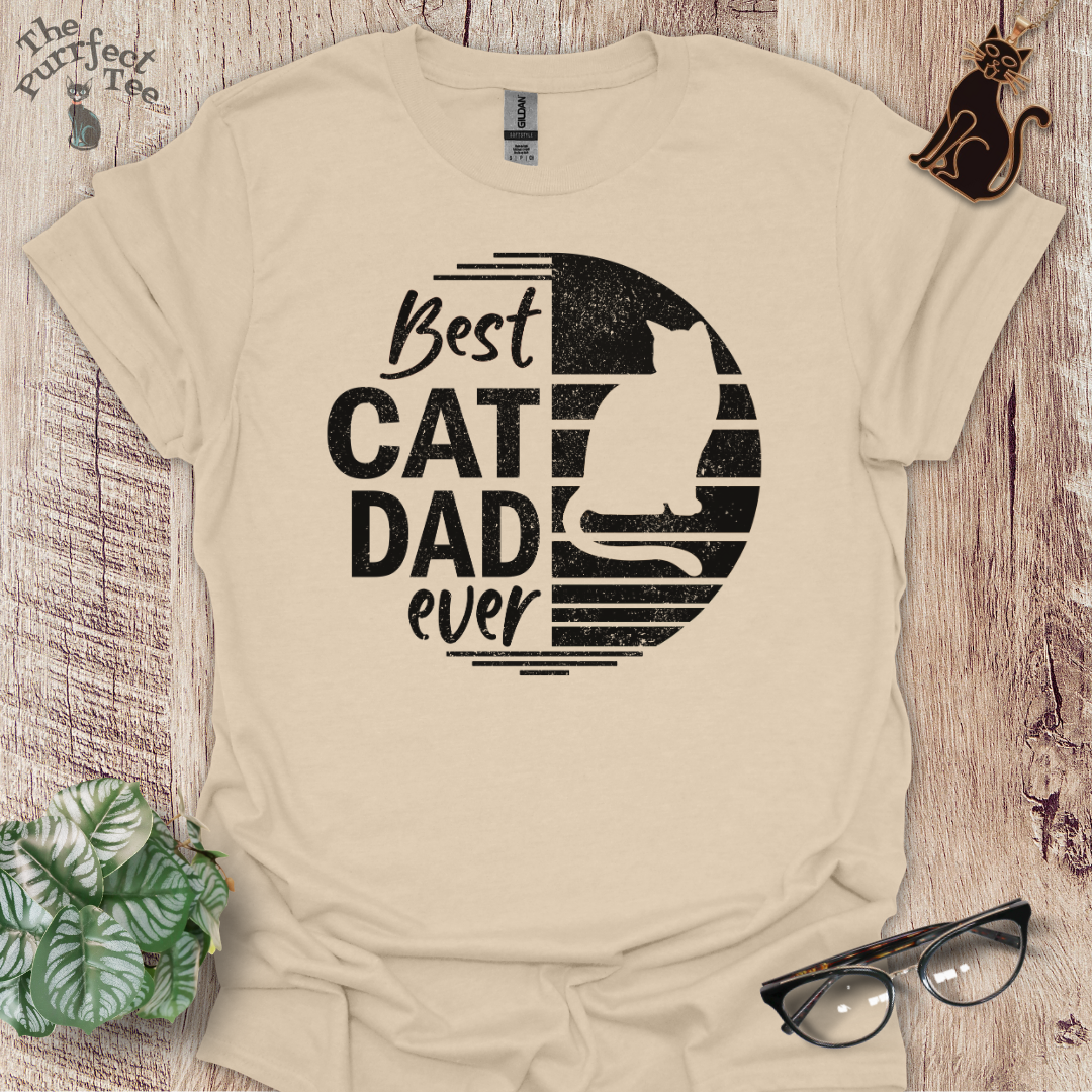 Best cat dad ever circle cat t-shirt