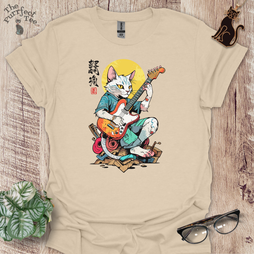 Cat playing guitar 1 t-shirt