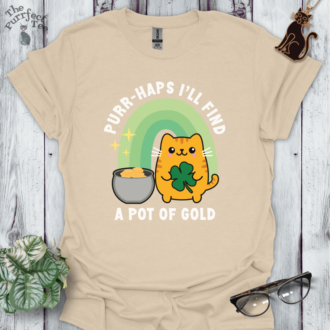 Cat with pot of gold t-shirt