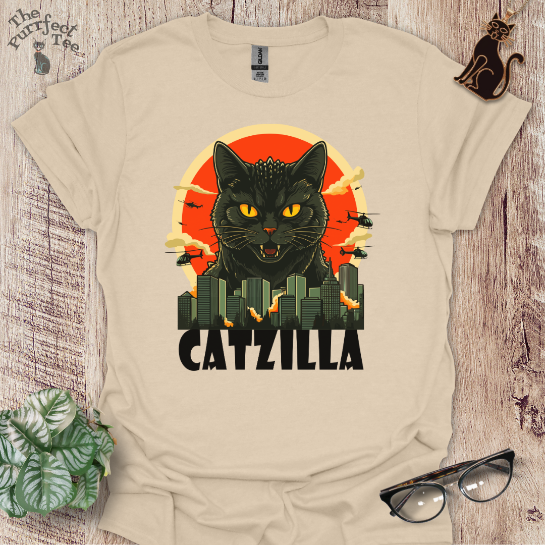 Catzilla black cat t-shirt