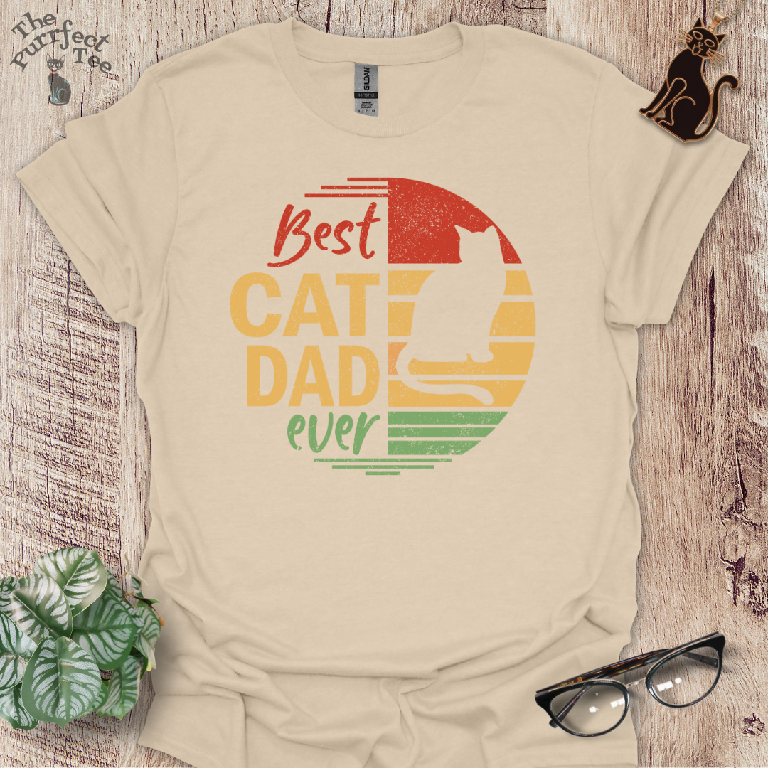 Best cat dad ever colour circle cat t-shirt