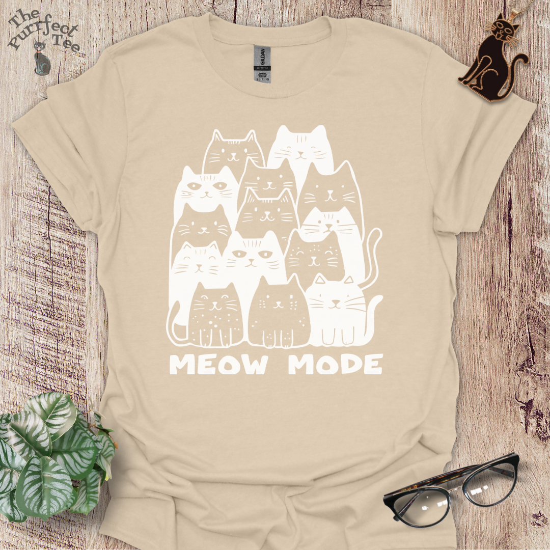 Meow mode cat t-shirt