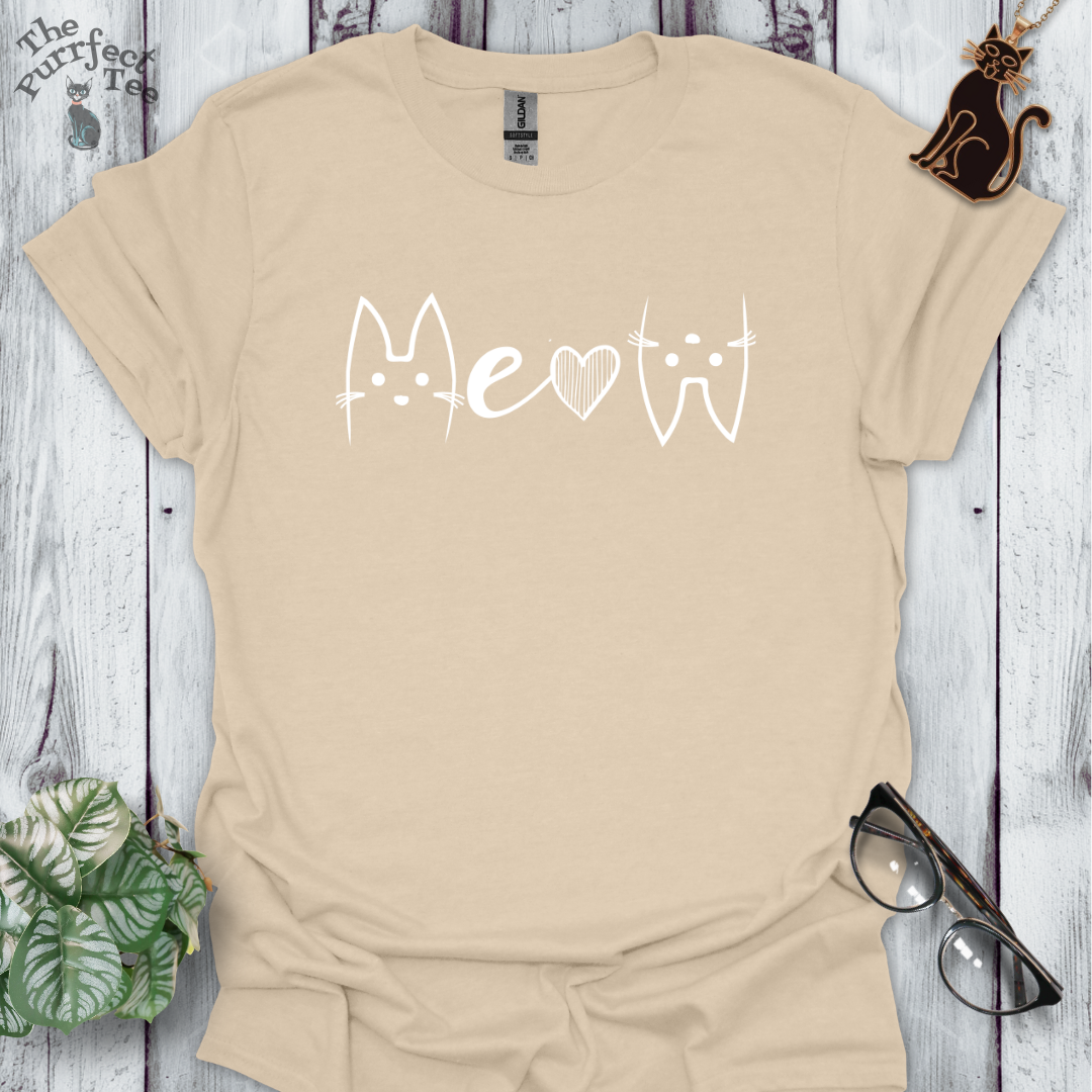 Meow white/black cat t-shirt
