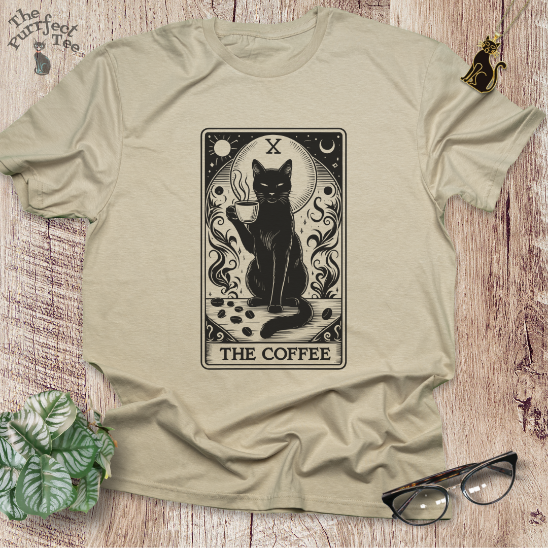 Tarot card coffee cat t-shirt