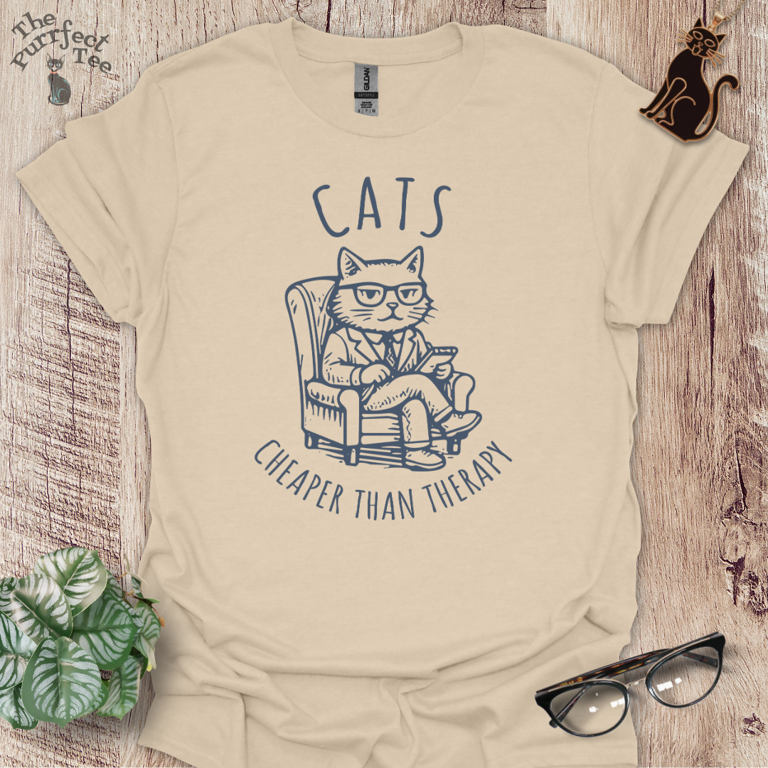 Cats cheaper than therapy cat t-shirt