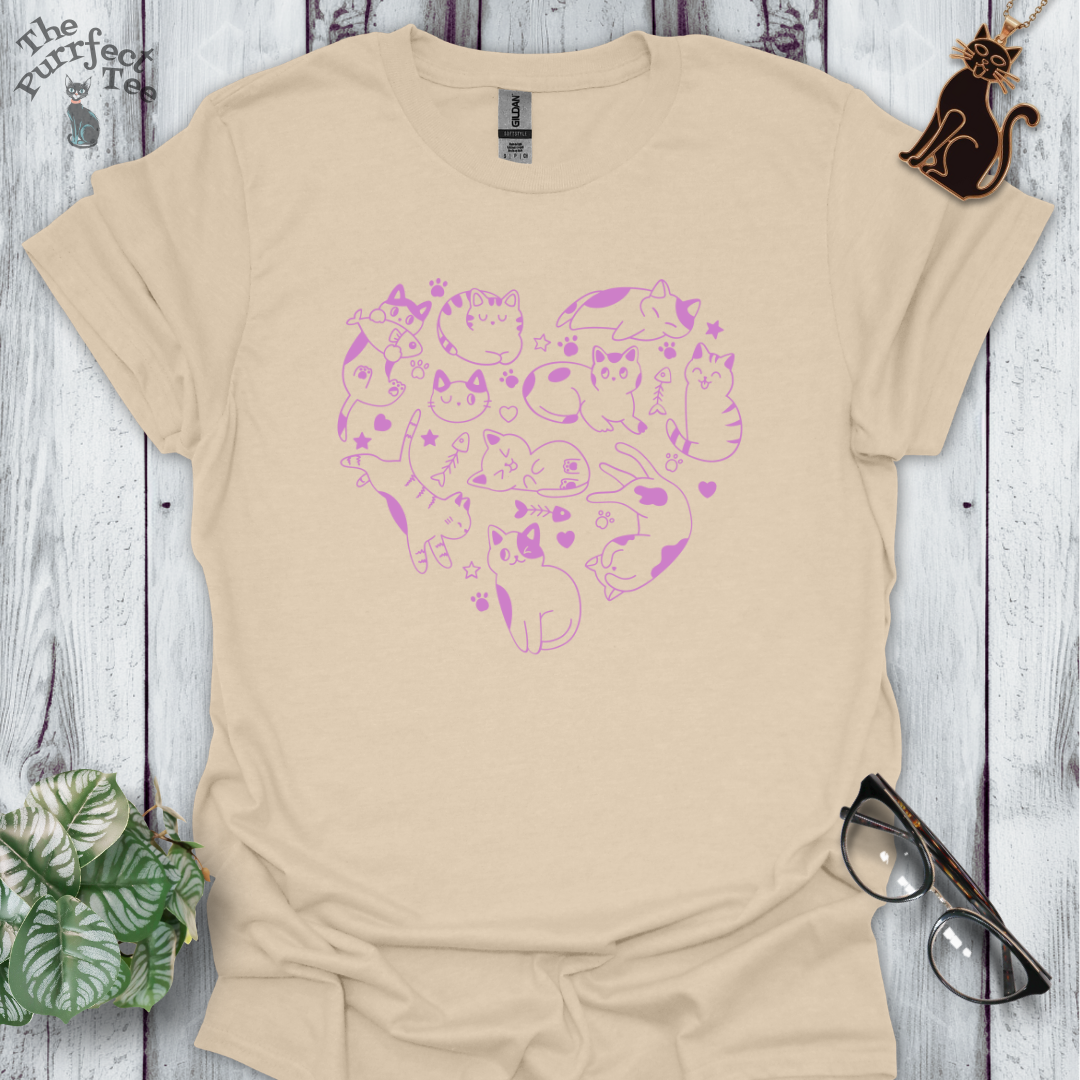 Cats making a heart pink