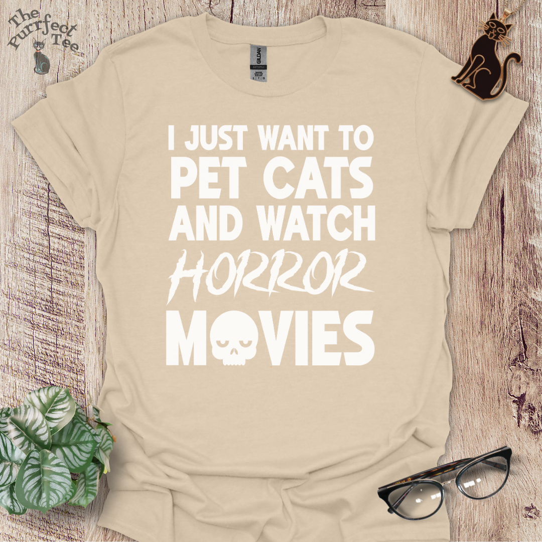 Horror movies and cats t-shirt