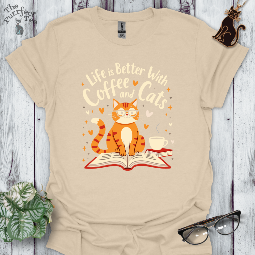 Life is better with books coffee and cats - ginger cat