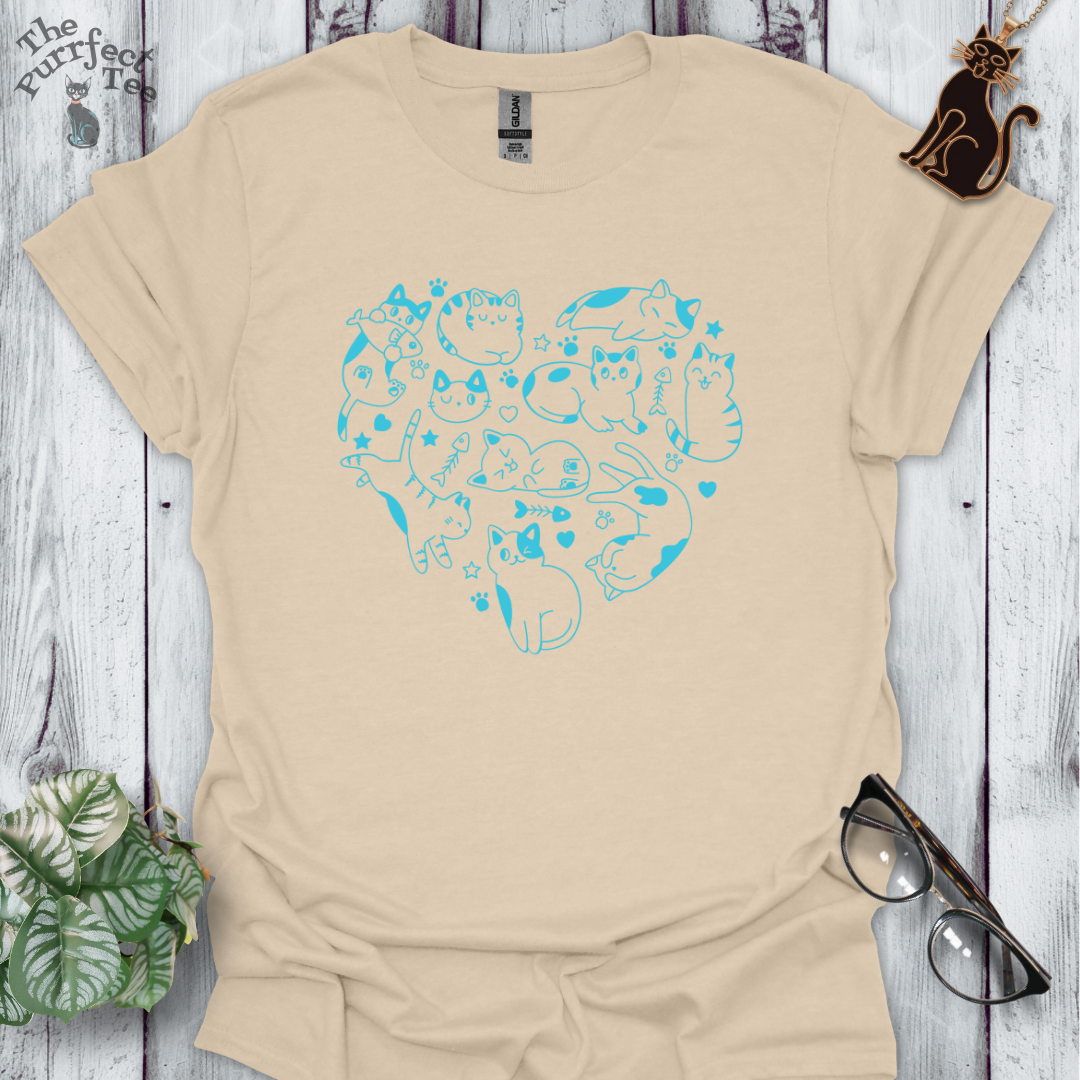 Cats making a heart blue