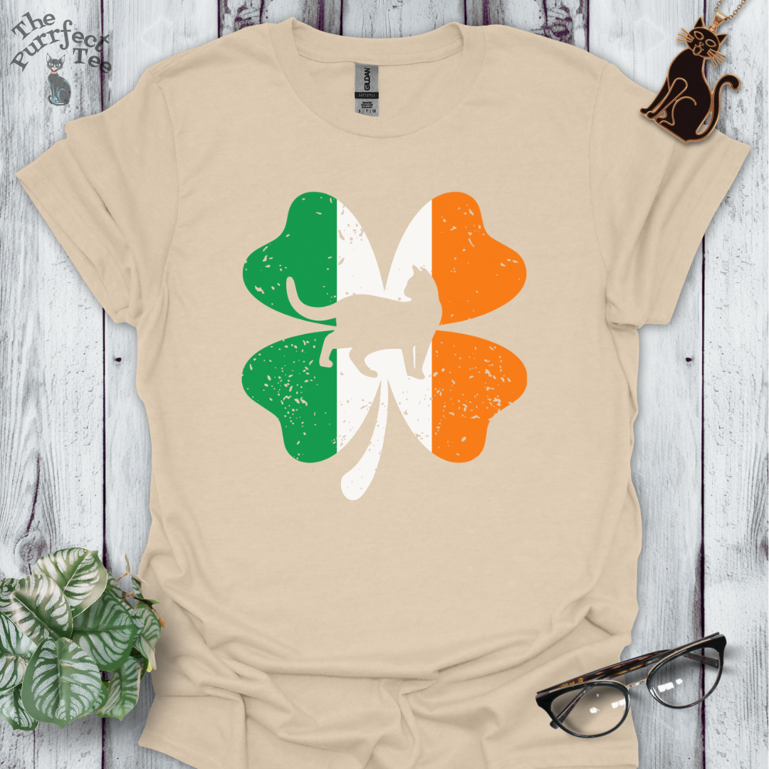 Irish flag shamrock cat t-shirt