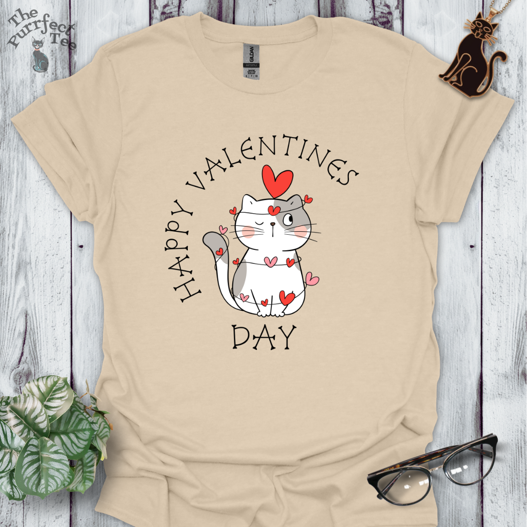 Happy Valentine's Day cat with heart