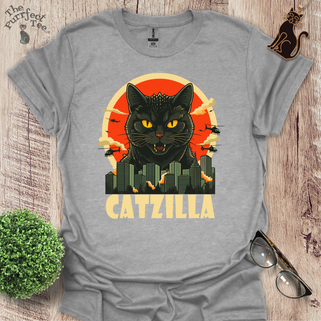 Catzilla black cat t-shirt