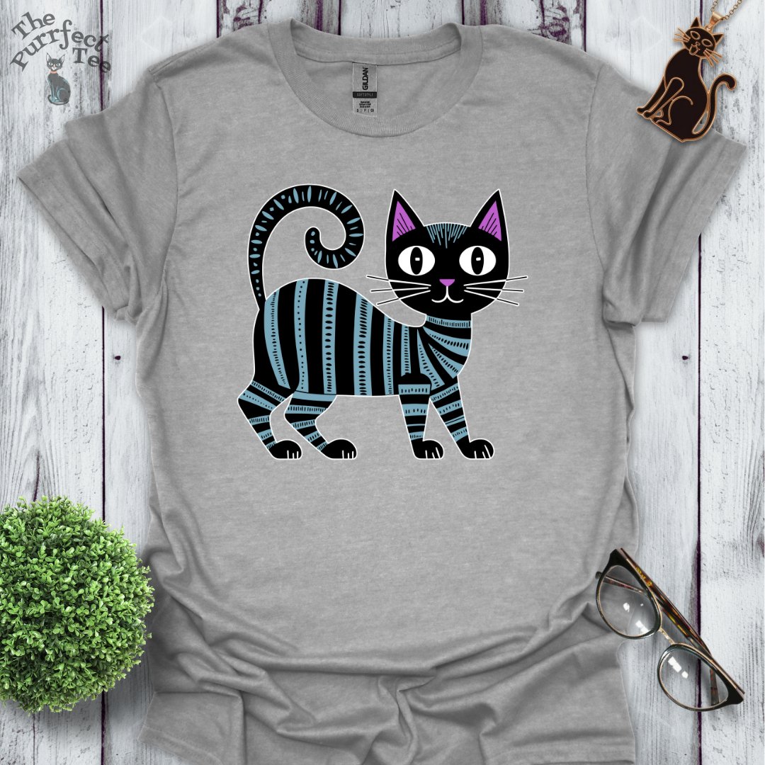 Folk cat striped blue