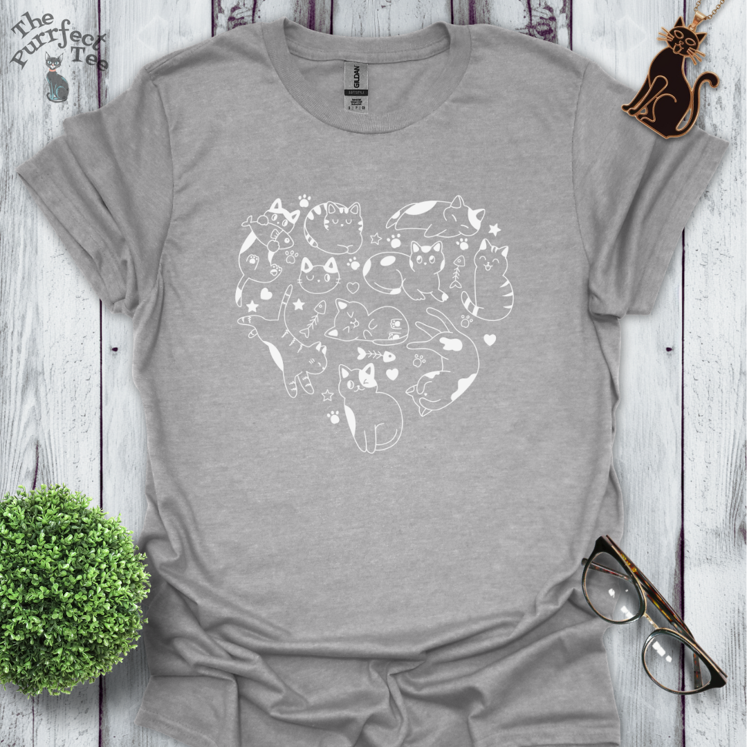 Cats making a heart white/black