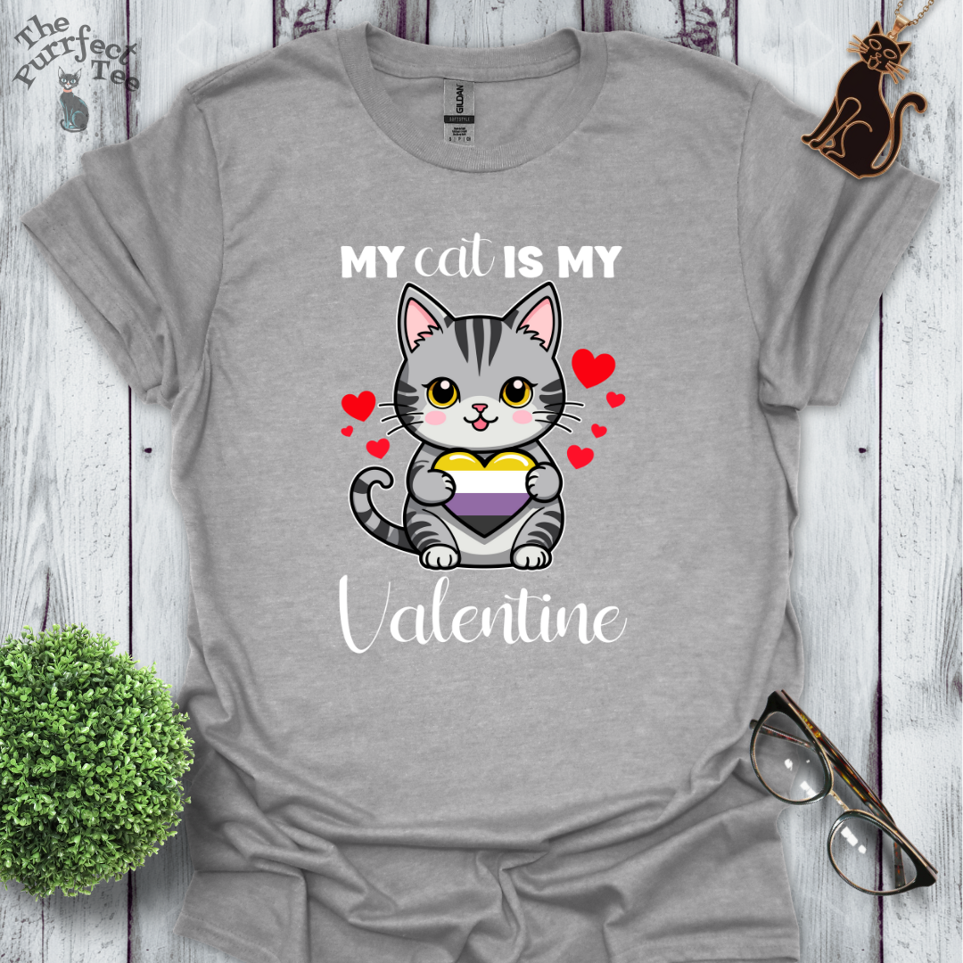 My cat is my valentine - non-binary heart