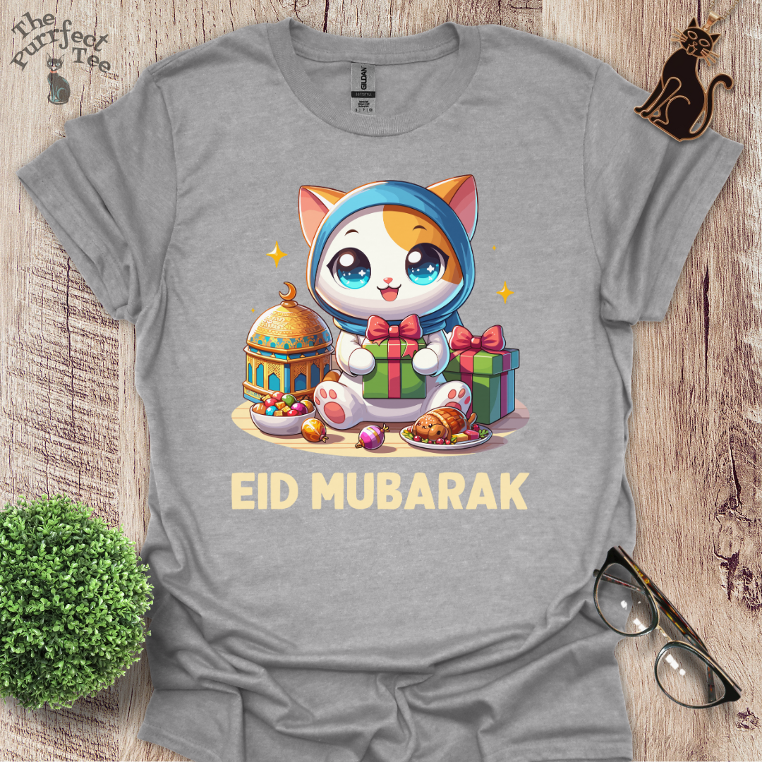 Eid Mubarak girl cat t-shirt