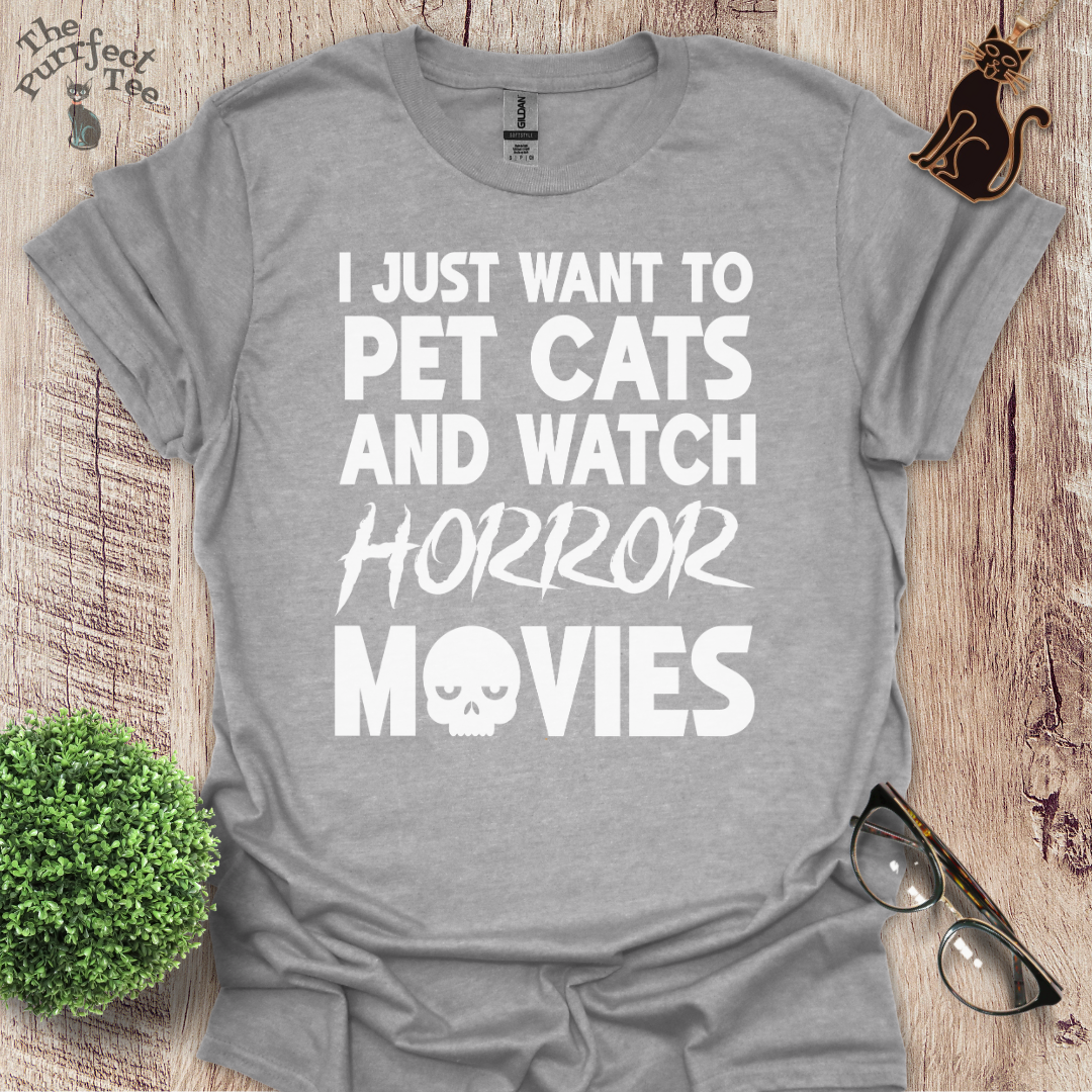 Horror movies and cats t-shirt