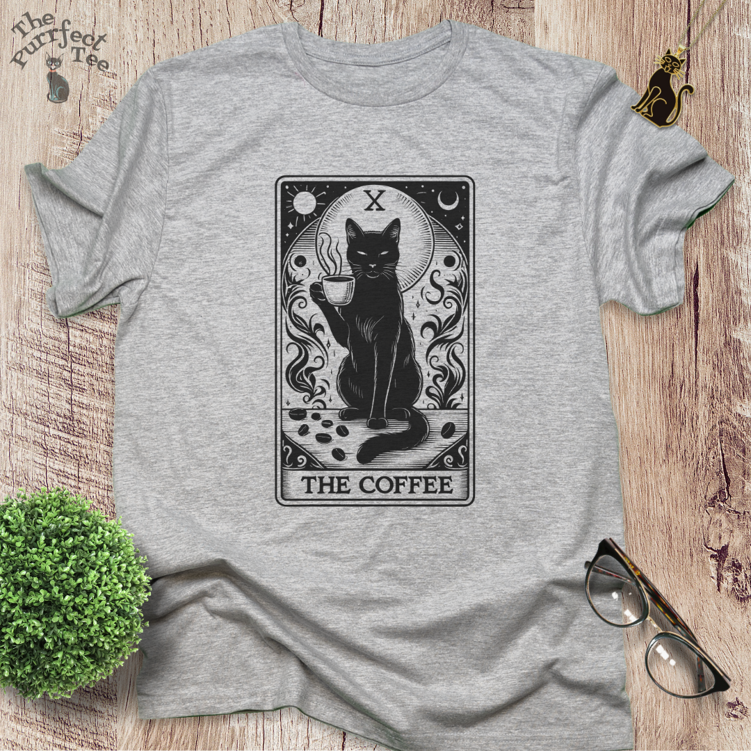 Tarot card coffee cat t-shirt