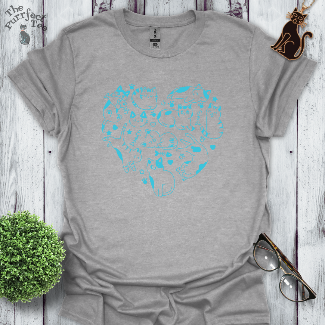 Cats making a heart blue