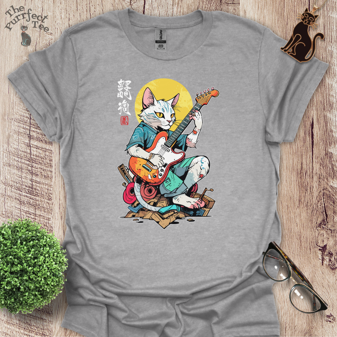 Cat playing guitar 1 t-shirt