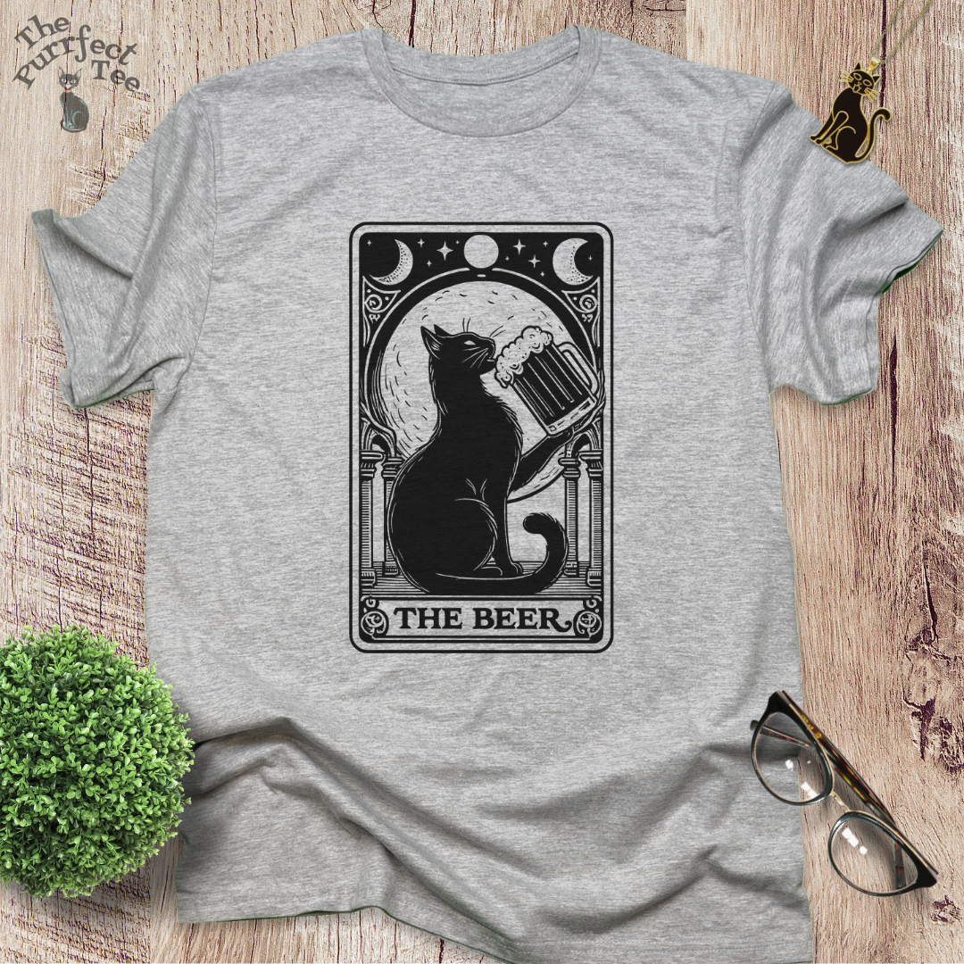 Tarot card beer cat t-shirt