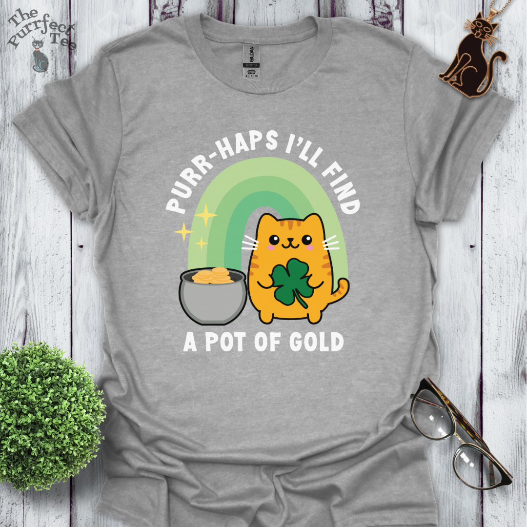 Cat with pot of gold t-shirt