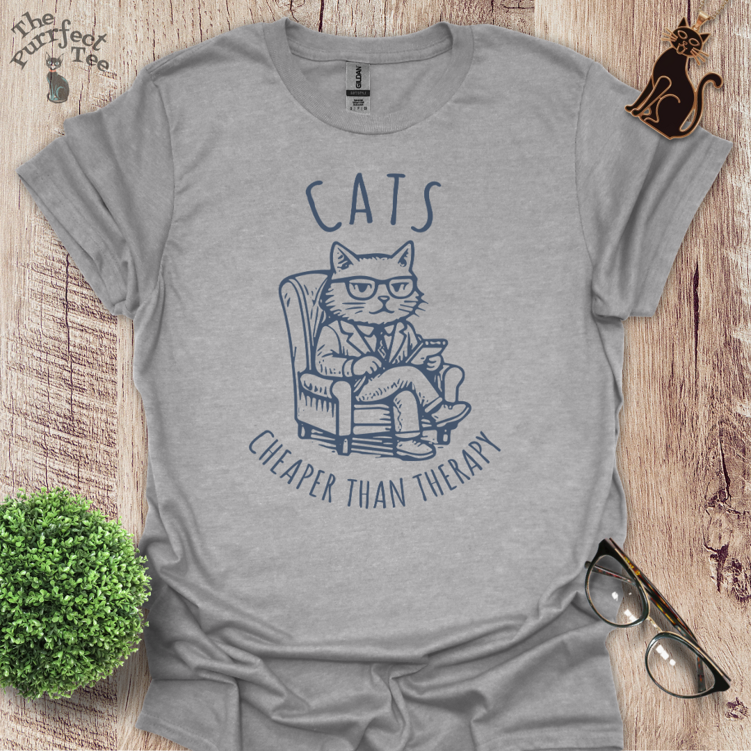 Cats cheaper than therapy cat t-shirt
