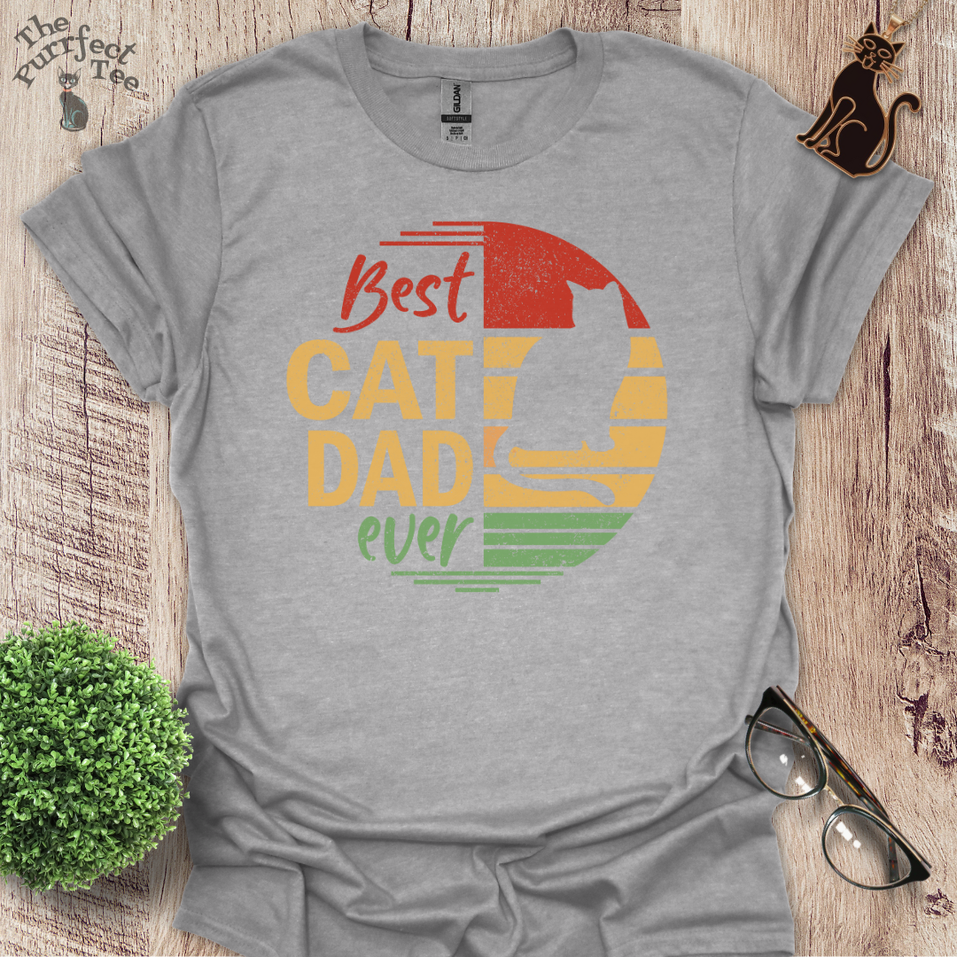 Best cat dad ever colour circle cat t-shirt