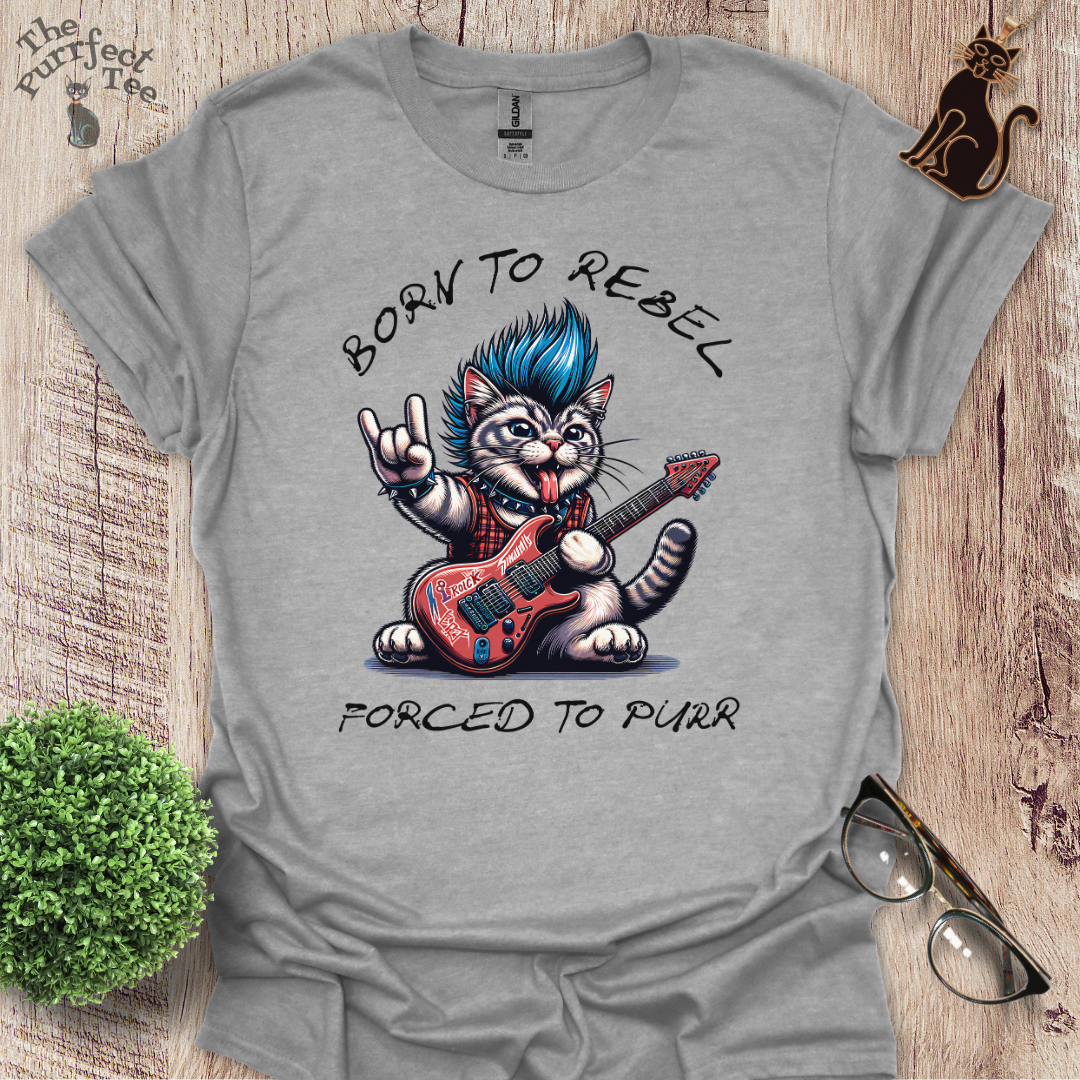 Born to rebel cat t-shirt