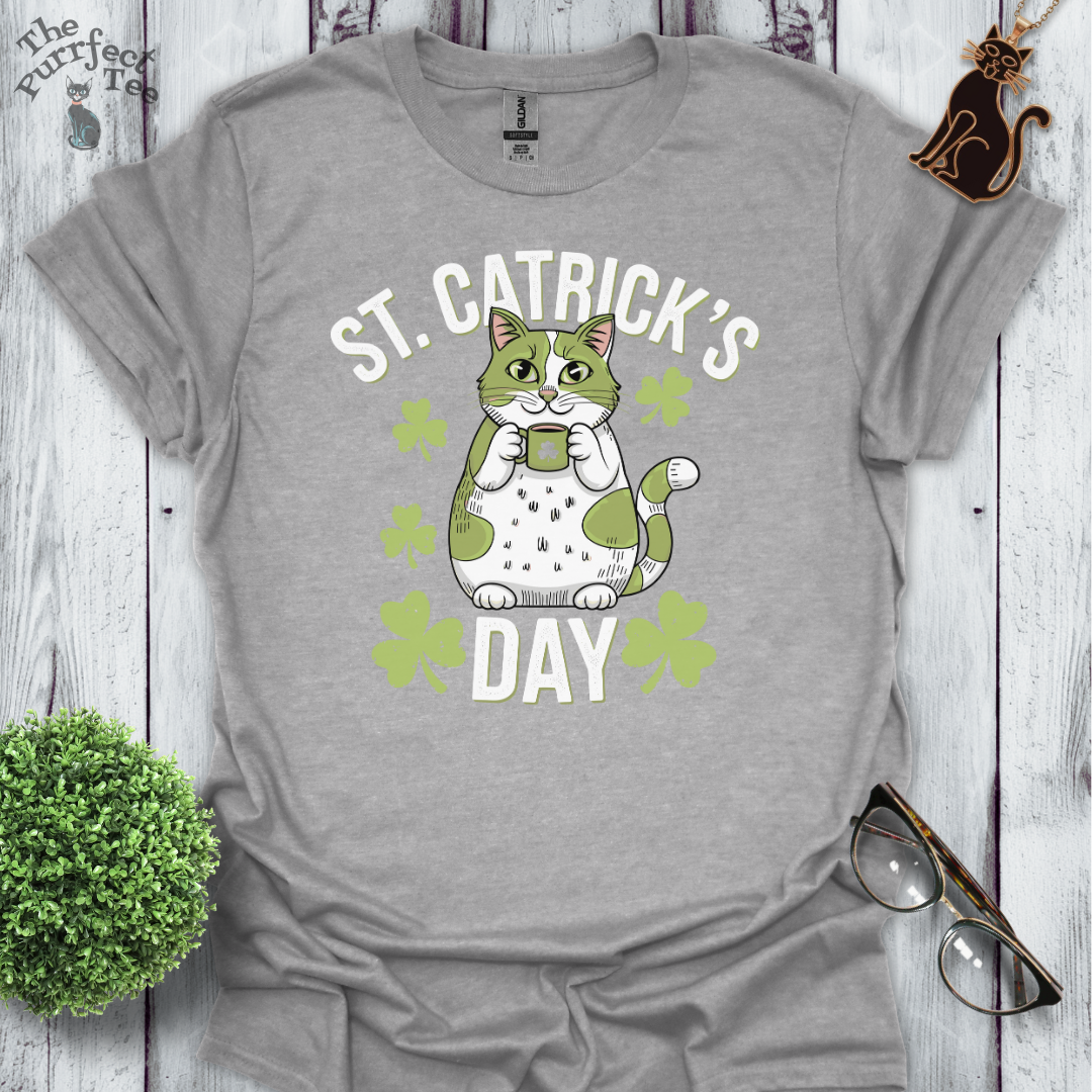 St Catrick's Day with mug cat t-shirt