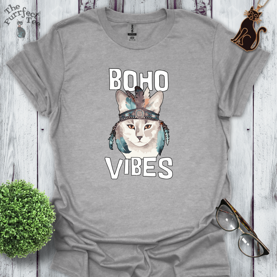 Boho vibes headband cat t-shirt