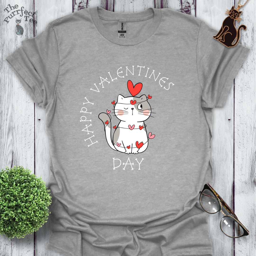Happy Valentine's Day cat with heart