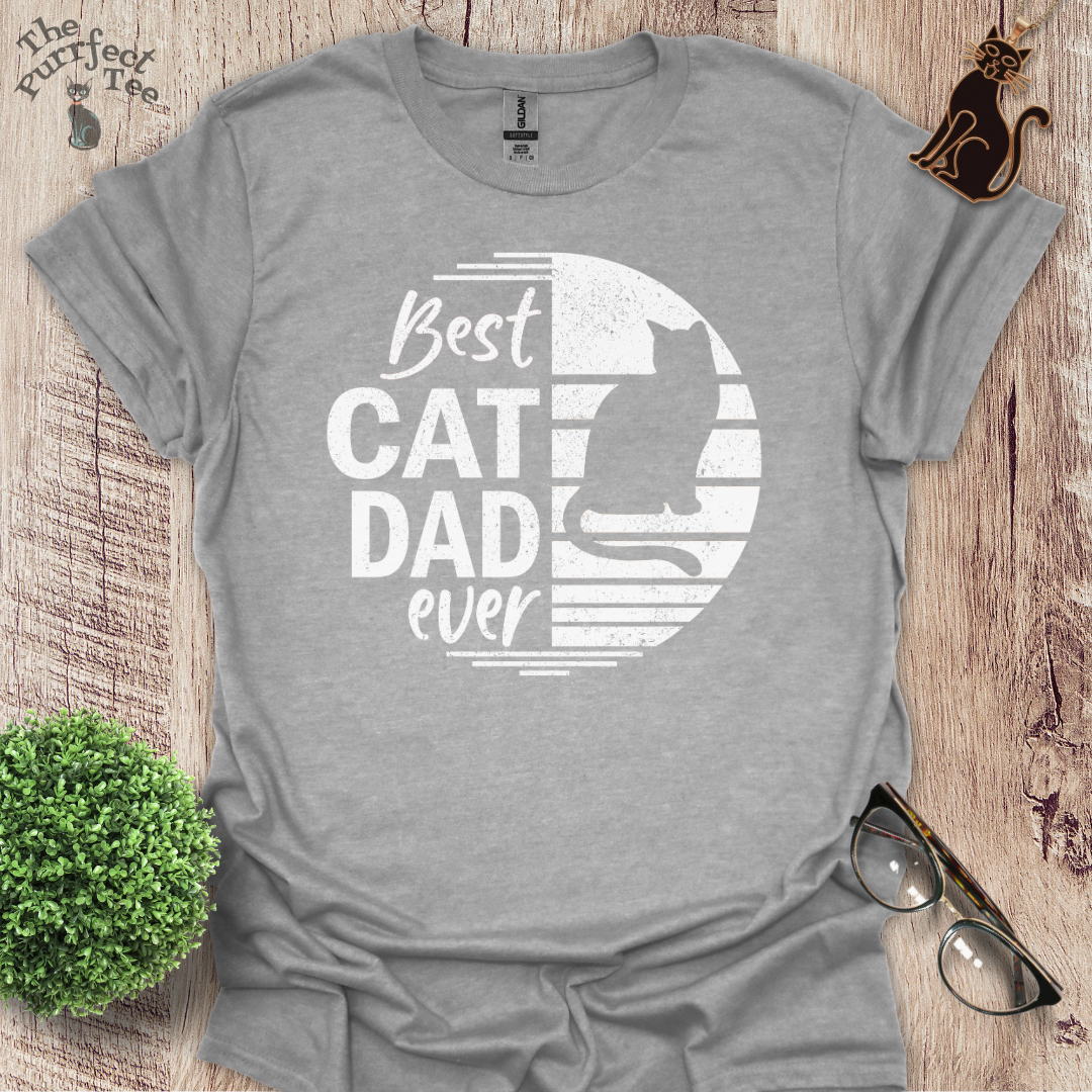 Best cat dad ever circle cat t-shirt