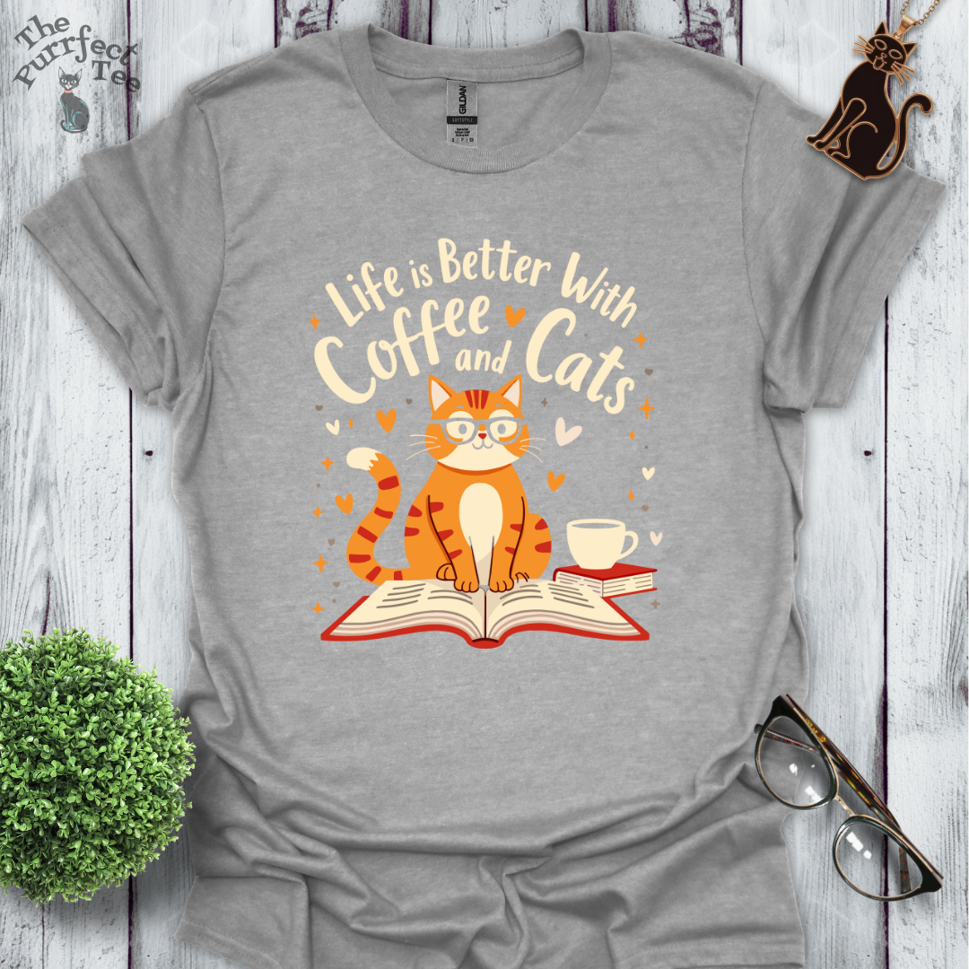 Life is better with books coffee and cats - ginger cat