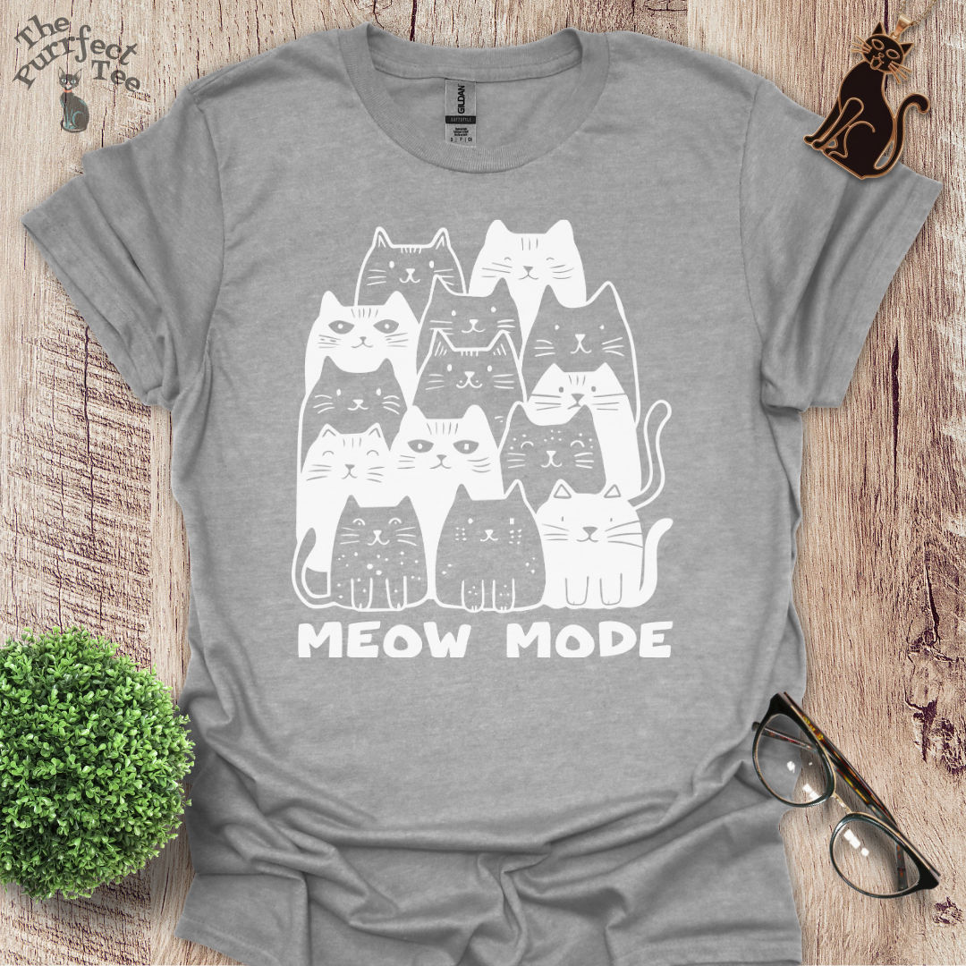 Meow mode cat t-shirt