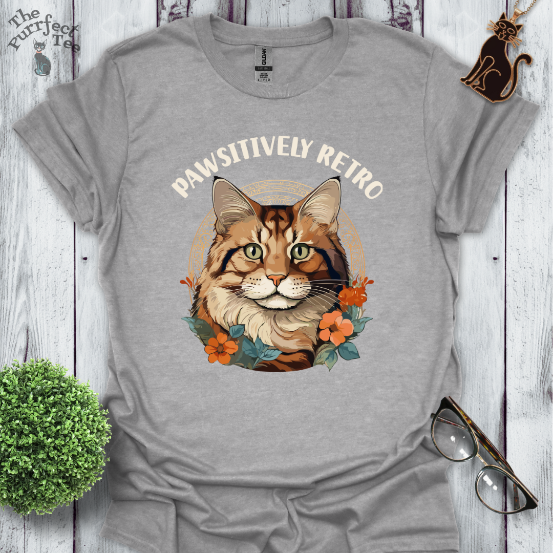Pawsitively retro - cat and flowers