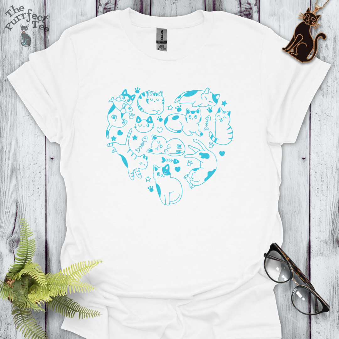 Cats making a heart blue