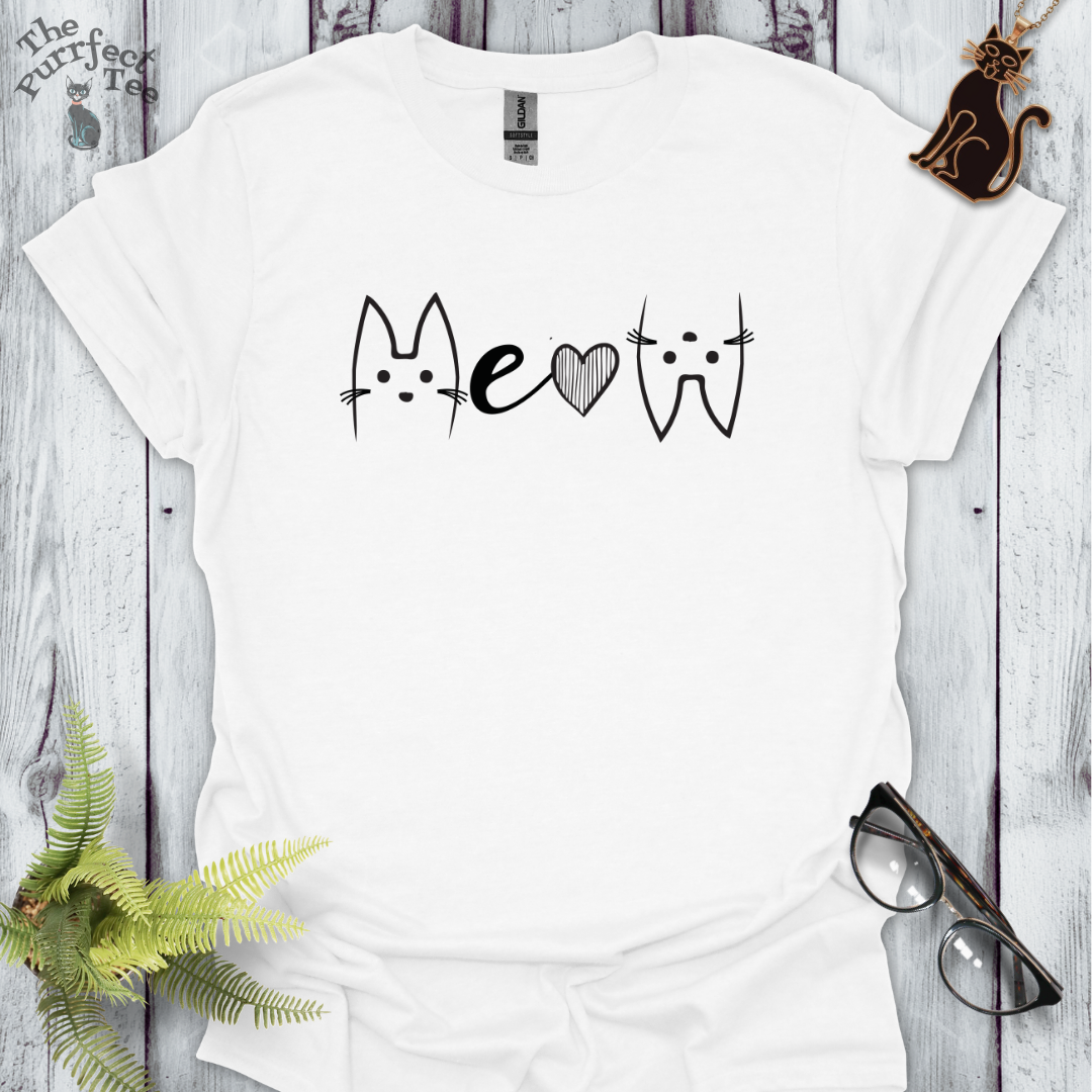 Meow white/black cat t-shirt