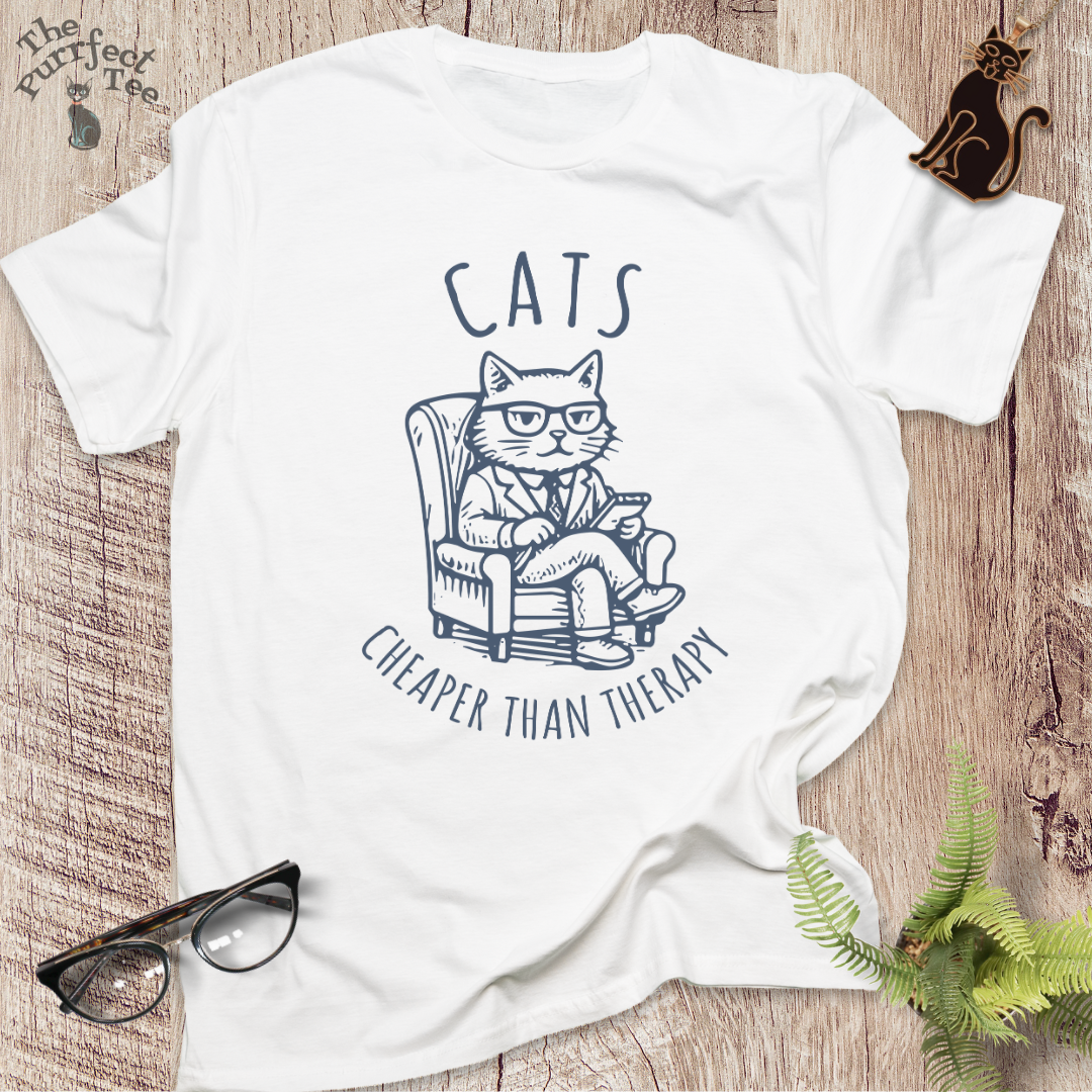Cats cheaper than therapy cat t-shirt
