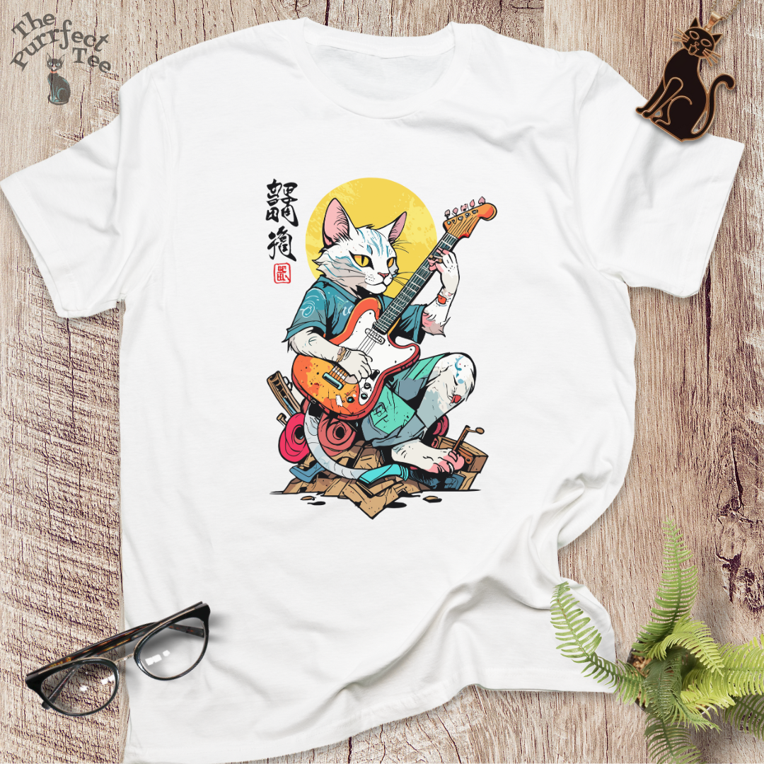 Cat playing guitar 1 t-shirt
