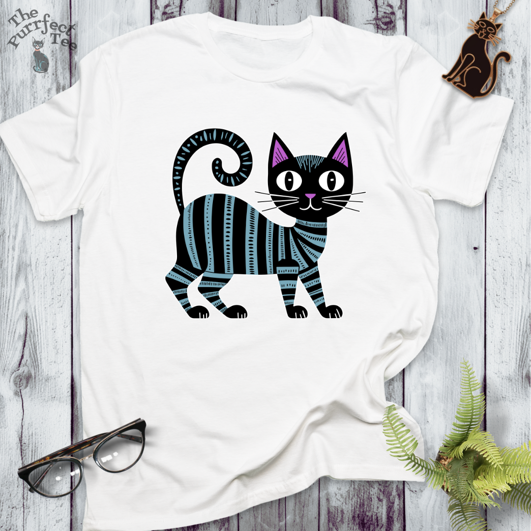 Folk cat striped blue