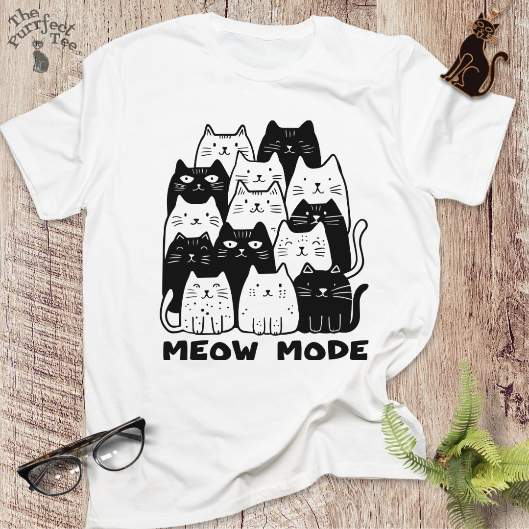 Meow mode cat t-shirt