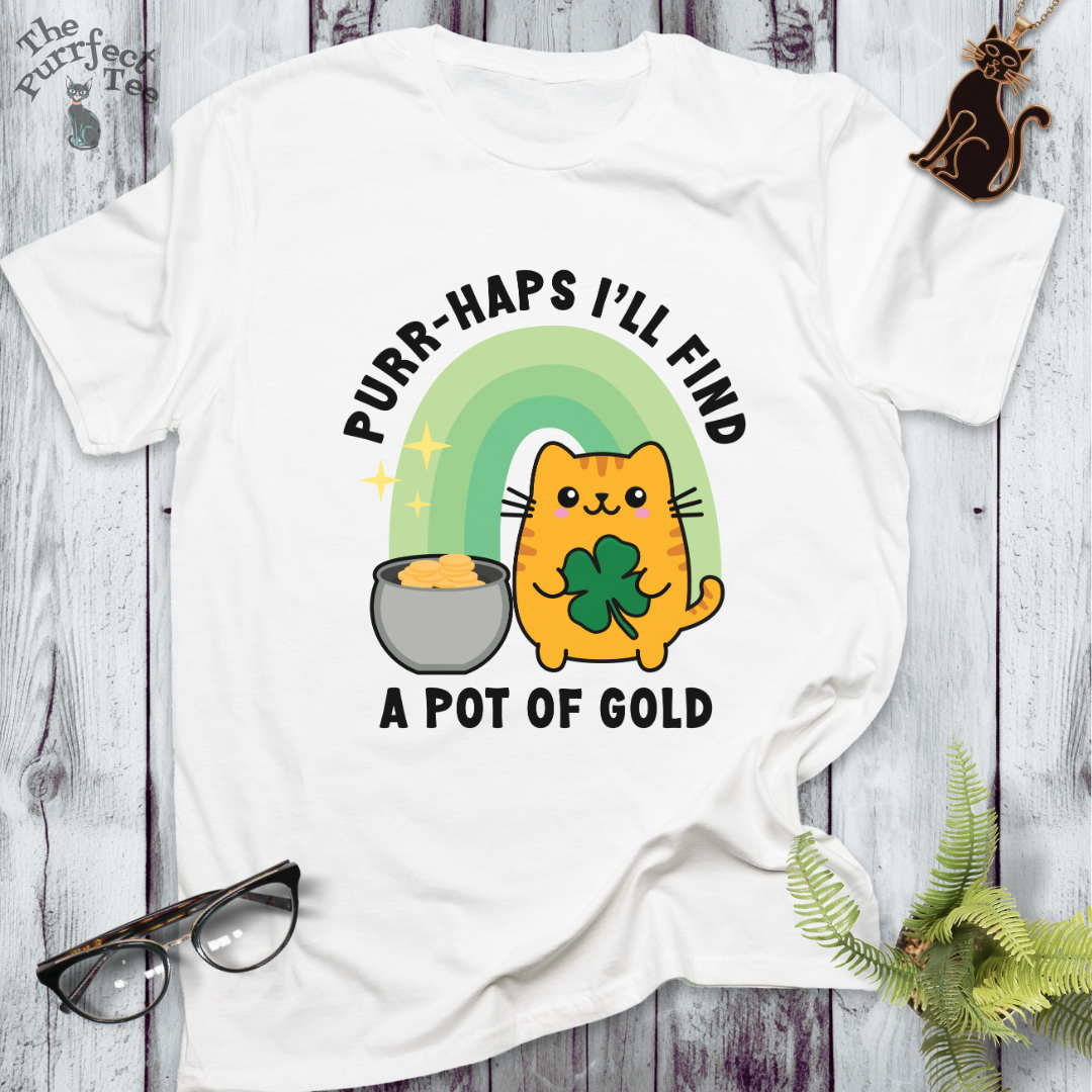 Cat with pot of gold t-shirt