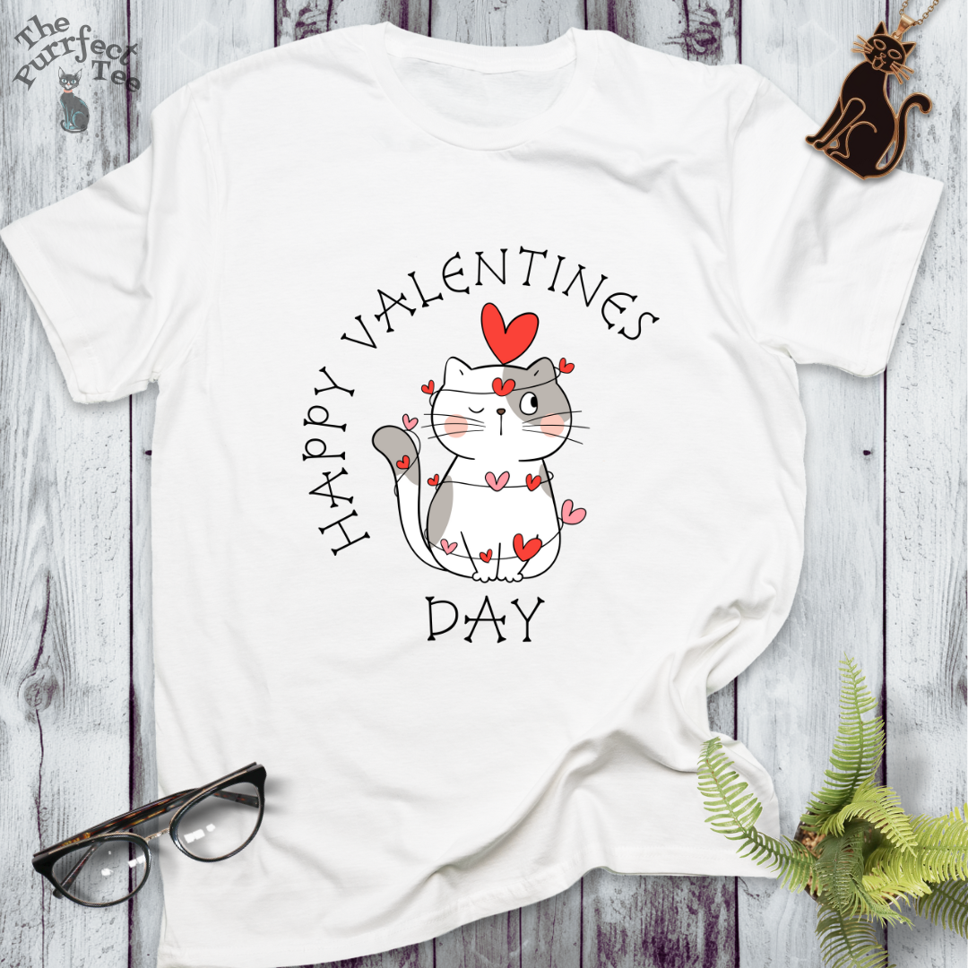 Happy Valentine's Day cat with heart