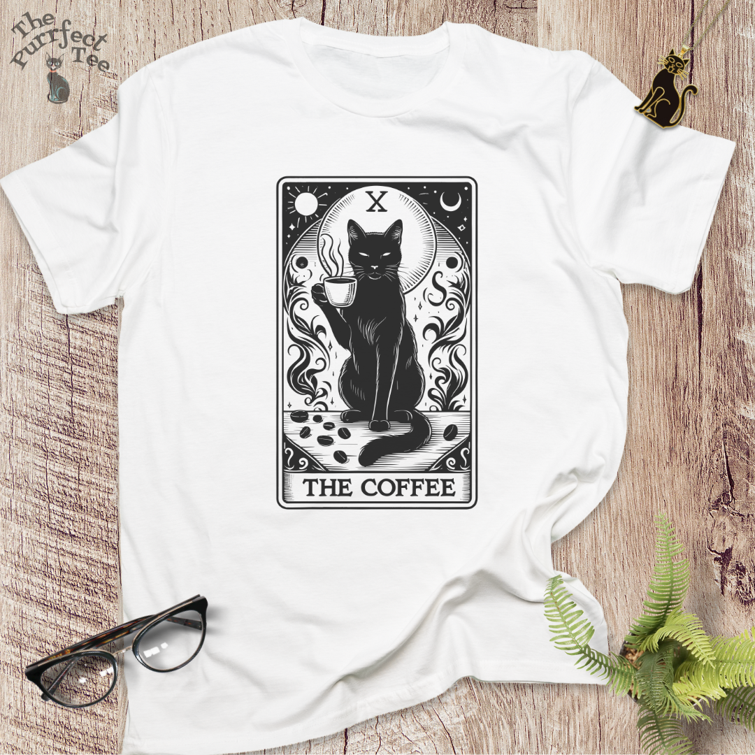 Tarot card coffee cat t-shirt